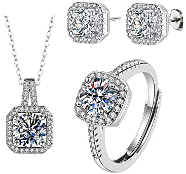 FDEETY Schmuckset 925 Sterling Silber Damen Brautschmuck mit Zirkonia