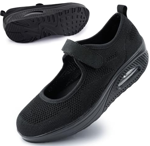Git-up Femmes Confortable Travail Infirmière Chaussures Antidérapantes Réglable Respirant Walking Buffer Fitness Casual Nursing Orthèse Baskets Légères, Maille