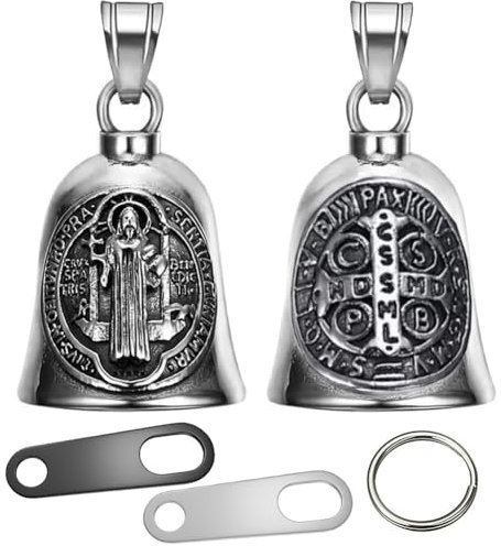 Jvuouxy Campanella per moto motivo angelo custode, manciata di campanelle portafortuna, ciondolo per guida sicura, accessori, campanelle per bici in peltro senza piombo, Small, Acciaio inossidabile