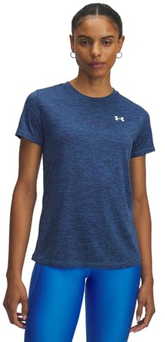 Under Armour Donna Tech Short Sleeve Crew Neck Twist, Comoda Maglietta Manica Corta, T-Shirt Sportiva per Palestra, Allenamento e Abbigliamento Casual,Blue Atlantis/White,XXL