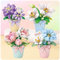 MEIEST 4 PCS Mini Flower Succulent Bonsai Building Blocks,Simulation Pot Plant Particle Botanical Collection Construction Building Bricks Toy,Home Decors (Series-2)