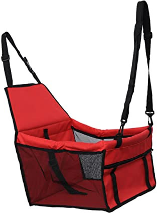 TOBBOMEY Portable Hundesitz Für Reisen Einstellbarer Autositz-träger Für Hunde Geeignet Für Verschiedene Fahrzeuge Rot Leicht Zu Transportieren Und Sicher