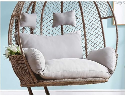 Sedia sospesa a forma di uovo con cuscini e cuscino per due persone Sedia a dondolo da esterno con poltrona in rattan spesso per patio