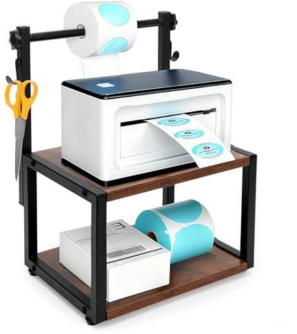 13.3x10.5x7.8Label Holder for Rolls & Fan-Fold Labels,Desktop Thermal Printer Stand Adjustable Balance Screws forLabel Sticker Dispenser Ideal for Home/Office and Small Business & Warehouse