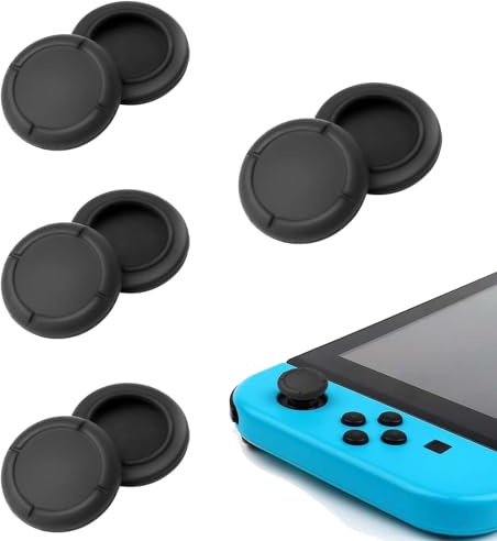 YIXINHE 4 Pairs Replacement Button Caps for Switch Joycon,Silicone Joystick Thumb Stick Caps for Nintendo - Switch Thumb Grips - Controller Black Grip Covers - Easy Installation