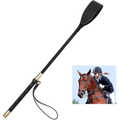 Makloee Horse Whip, 33cm Riding Crop Black Whip Black Crop for Horse Horse Riding Crop Professional Whip, Durable PU Leather Hose Whip Crop Horseplay Training