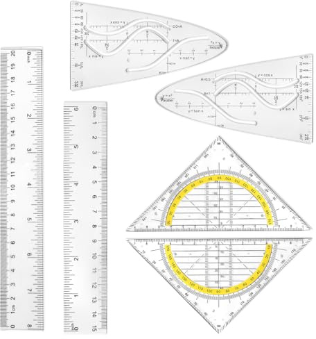 6 Stück Parabelschablone Mathe Lineal, Geodreieck aus Kunststoff, Geodreieck Glasklar Parabel Lineal für Studenten, Büros und Designer