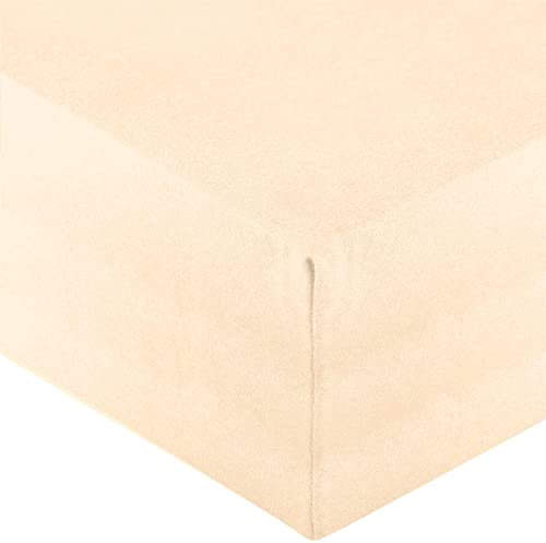 aqua-textil Royal Spannbettlaken Boxspringbett Wasserbett 120x200-130x220 cm Natur 210g/qm Jersey Mako Baumwolle Elasthan Spannbetttuch