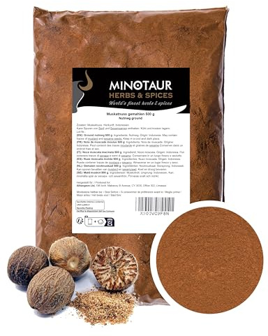 Minotaur Spices | Nuez moscada molida | 2 x 500g (1 Kg) | Polvo de nuez moscada