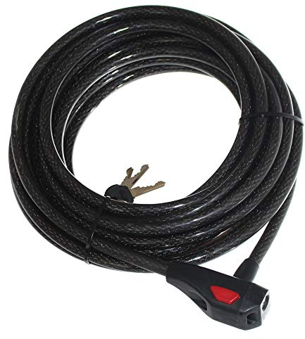 (2,40€/m) 1 Stahlseil 10m mit Schloß Kabelschloß Ø12mm Drahtseil Stahlseilschloß Fahrradschloß wetterfest für Mofa Rad Bike NEU Old-Harvest Schwarz