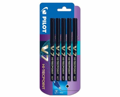 Pilot V7 0.7 Mm Liquid Ink Rollerball Pen - Black (Pack of 5)