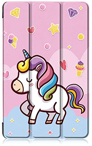 Xuanbeier Ultra Dünn Hülle Kompatibel mit Samsung Galaxy Tab A 10.1 2019 SM-T510/T515 Schutzhülle mit Ständer Funktion,Einhorn