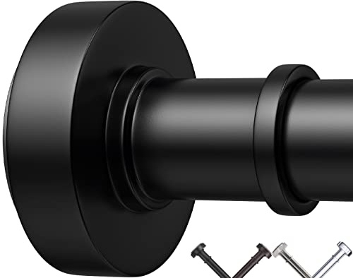 Black Shower Curtain Rods, 18-72 Inches, Never Rust, Never Slip,Adjustable Tension Rod with Durable Spring, No Drilling, Use for Bathroom, Bedroom, Kitchen, Balcony