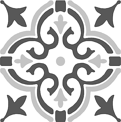 d-c-fix suelo vinilo autoadhesivo Motif de plantilla gris - 11 losetas - impermeable, decorativo vinilico - baldosas azulejos adhesivos PVC - para cocina, baño y salón - 30x30 cm