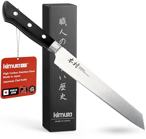 Kimura Sushi Knife, [Made in Japan], 8 inch Professional Chef Knife, Ultra Sharp High Carbon Molybdenum Stainless Steel Kitchen Knives, Chefs Knives with Ergonomic Handle - Japanese Sashimi