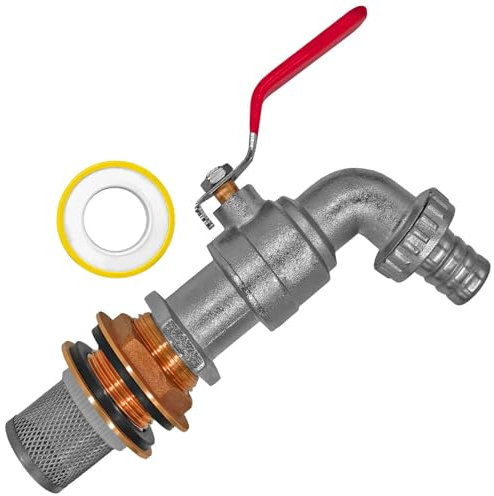 Regentonnendurchführung LochØ 34mm + Filter Hahn + Tülle-AußenØ 20mm