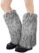 XEPST Damen Kunstpelz Beinwärmer Plüsch Beinwärmer, Mädchen Furry Fuzzy Beinwärmer Winter Stulpen Damen für Winterwärmer Karneval Halloween Fasching Mottoparty Verkleidung, Grau + Weiß