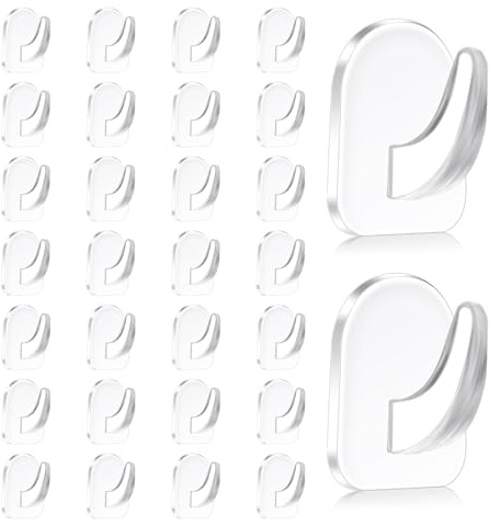 Thoquene 30 Stück Transparent Haken Ohne Bohren, Wasserdicht Klebehaken Extra Stark, Wandbefestigung Ohne Bohren
