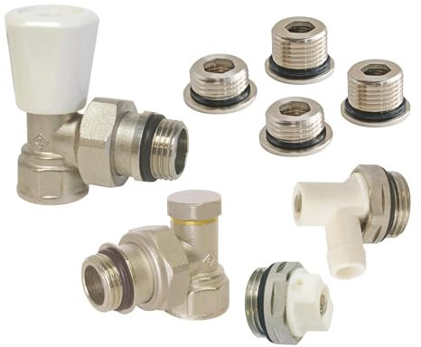 SOMATHERM FOR YOU, 601521201, Kit radiatore manuale universale a squadra 3/8 (12x17) o 1/2 (15x21) Kit completo SFY, riscaldamento, Accessori per Radiatore