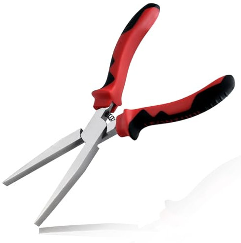 LEONTOOL Pince à bec plat de 7 pouces de long Pince à bec de canard à mâchoire lisse Pince à bec de canard à ressort Pince à bec extra long Pince à bijoux Pince à bijoux