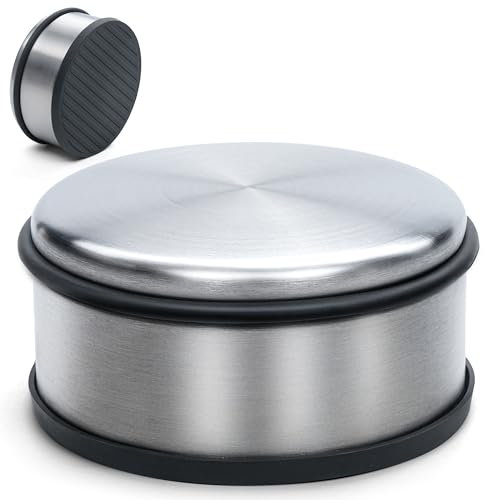 ZAVIA Door Stop | 1kg Heavy Door Stopper to Prevent Wall Damage | Stainless Steel Floor Door Stop for Skirting Board with Non-Slip Base | Metal Weighted Door Stopper for Walls & Floors (Pack of 1)