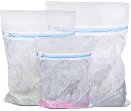 Flatro Mesh Laundry Bags for Washing Machine 3 Pcs (S | M | L) | Reusable 100% Polyester Zipped Washing Bags for Laundry Net Bag for Delicates Like Clothes, Socks, Bras, Lingerie, Underwear, & More