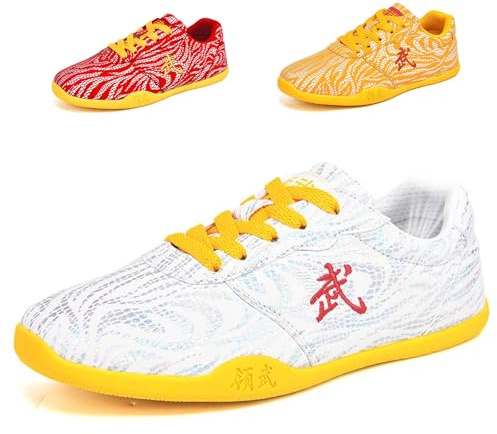 2025 New Kung Fu Tai Chi Shoes, Chinese Traditional Martial Arts Sport Sneakers For Women Men, Leather Taekwondo Boxing Training Wus Shu Wing Chun Walking Shoes For Outdoor(Size:37EU/235mm,Color:White