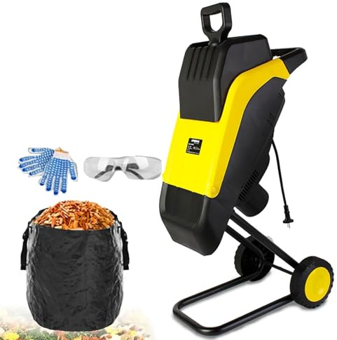 Biotrituratore Elettrico for Legno, biotrituratore da Giardino da 2500 W con Sacco di Raccolta da 50 l, Diametro di Taglio di 40 mm, tritura efficacemente Foglie e Rami, Lame in(+40m Cord)