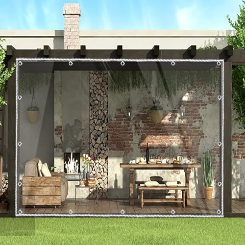 Panneaux latéraux imperméables pour pergola - 3,6 x 4,2 m - Avec œillets - Pour extérieur - Résistant aux intempéries - Bâche en plastique durable - Pour tonnelle et jardin - Couleur claire