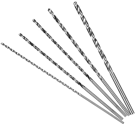Lot de 5 forets hélicoïdaux extra longs de 2 à 5 mm - Foret hélicoïdal à bois long - 150 mm - Tige droite - Pour outils électriques métalliques