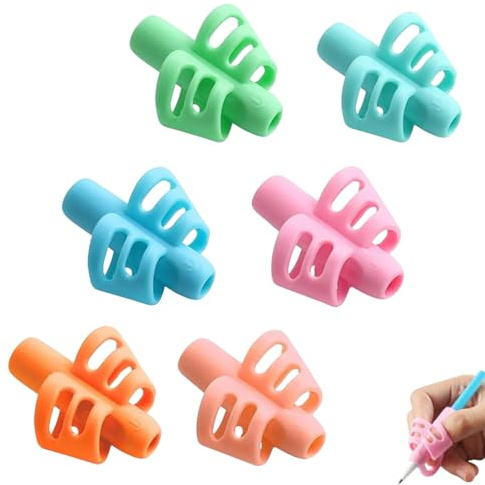 6pcs Pencil Grips, Handwriting Aid Grip Pencil Holders for Children Posture Correction Ergonomic Soft Pen Grips Preschool Homeschooling Supplies Corrector Writing Tool for Kids Children Adults