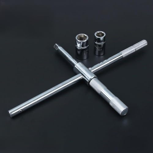 Feeshoppher Llave cruzada resistente para neumáticos, acero al cromo vanadio, construcción de alto carbono forjado con dos tamaños de zócalo, agarre ergonómico moleteado resistente a la corrosión