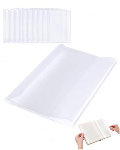 LONZIKP Buchumschläge A4 transparent 10 Stück – Verdickte, wiederverwendbare Kunststoff Heftumschläge für Schulbücher. Verstellbarer Bucheinbandschutz vor Abnutzung.