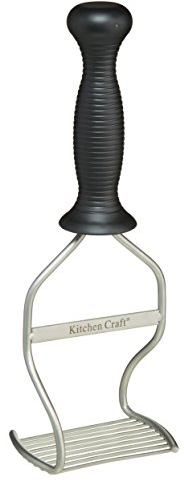 KitchenCraft Stainless Steel Potato Masher with Ergonomic Handle, 27 cm, Blue