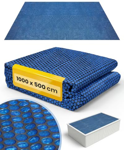 Miganeo Premium Lona solar para piscina rectangular 1000x500 cm | Película solar para piscinas | negro-azul y recortable | Cubierta solar rectangular para una mejor retención de calor en piscinas