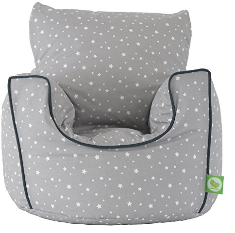 BeanLazy ® 100% Cotton Small Grey Stars Bean Bag Chair with Filling