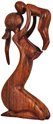 Holz Figur Skulptur Abstrakt Holzfigur Statue Afrika Asia Handarbeit Deko Mutter Größe 40 cm
