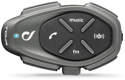 INTERPHONE TOUR - Singolo - Interfono Moto Bluetooth, Fino a 4 Motociclisti, Distanza 1.5 Km, Autonomia 25 Ore, Fast Charge, Mp3, GPS, Impermeabile, Universale.