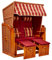 intergrill Strandschönheiten Sophia Ostsee Strandkorb | 2-Sitzer Vollholzfront inkl. Schutzhülle | Beige Burgund kariert | Balkon Terrasse Garten