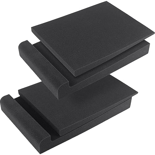 JBER 2 Pack Acoustic Isolation Pads, Studio Monitor Speaker Isolation Foam Pads, High Density Acoustic Foam, Size 7.5x11x1.6/19 x 28 x 4cm, Improve Sound and Prevent Vibration