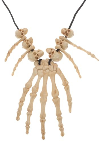 Collier TêTe De Mort En RéSine Beige Pour Halloween Pendentif Squelette Et Accessoire Chic Et MystéRieux Pour Hommes Et Femmes IdéAl Pour FêTe DéGuiséE Et Cadeau