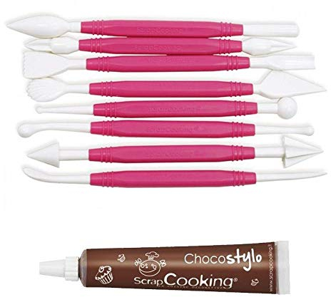 8 outils pâte à sucre + 1 Stylo chocolat