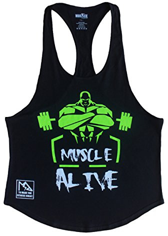 Alivebody herr bodybuilding tank top fitness 2 cm rem strängare sporttröja