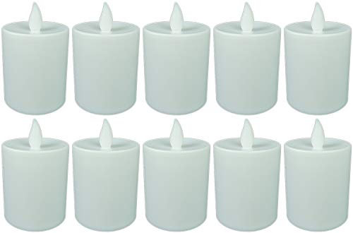 Novaliv Luz LED para tumba blanca, 10 unidades, con pilas, velas de cementerio, velas parpadeantes, velas conmemorativas, luz eterna, velas de luto