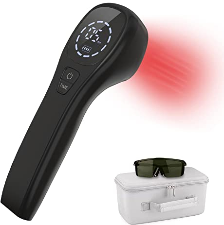 iKeener Rotlicht Therapie Gerät,FDA Zugelassen Handgerät Kalte Laser Therapie SchmerzLinderungs,Niedrige Niveau Infrarotlicht für Knie,Gesicht,Körper,Muskeln,Schulter,Rücken(2x808nm,12×650nm)(Schwarz)