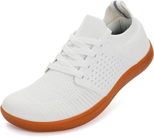 WHITIN Women's Minimalist Barefoot Low Zero Drop Shoes Female Sneakers Width Ladies Size 8 Wide Toe Box Walking Minimus Training White/Gum 39