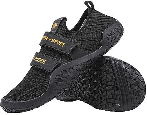 JiuQing Scarpe da Stacco Uomo Donna Scarpe da Squat per Sollevamento Pesi Scarpe da Cross-Trainer per Fitness A Piedi Nudi per Palestra al Coperto,Nero,45 EU