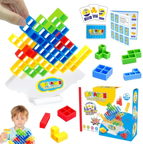 Tetra Tower Spiel, 32PCS Tetris Balance Stapelspiel, Team Tower-Spiel für Kinder und Erwachsene, Kreative Stapelspiel Spielzeug, Team Tower Game, Stapelblöcke Balancing Spiel für Jungen Mädchen (32p)