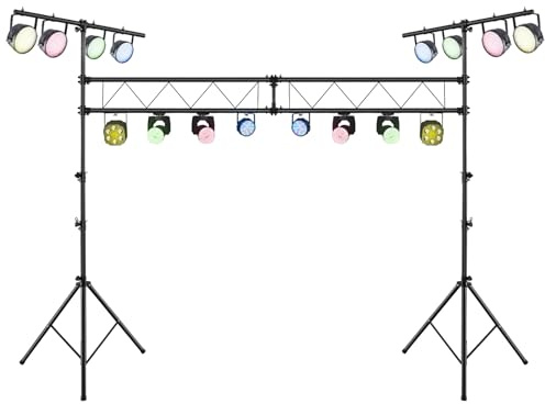 COSTWAY 350 cm lång lampaxel, DJ-ljusstativ 180–360 cm, justerbar höjd av metall, belysningsstativ med infällbara T-stänger upp till 100 kg, kan belastas för konserter, teatrar och fester