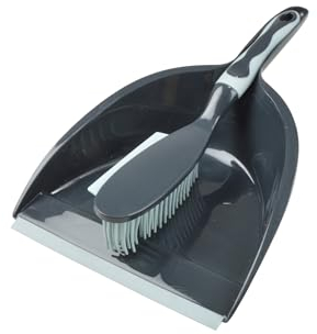 Homéa, Kehrschaufel und Besen, Kunststoff, mit TPR-Borsten und Rakel, Anthrazit/Blau gefrostet